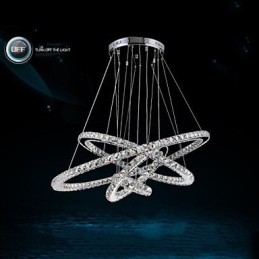 Lampada a sospensione in cristallo trasparente moderna D100CM+D80CM+D60CM+D40CM