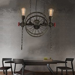 Lampadario in ferro battuto stile americano bronzo e verde