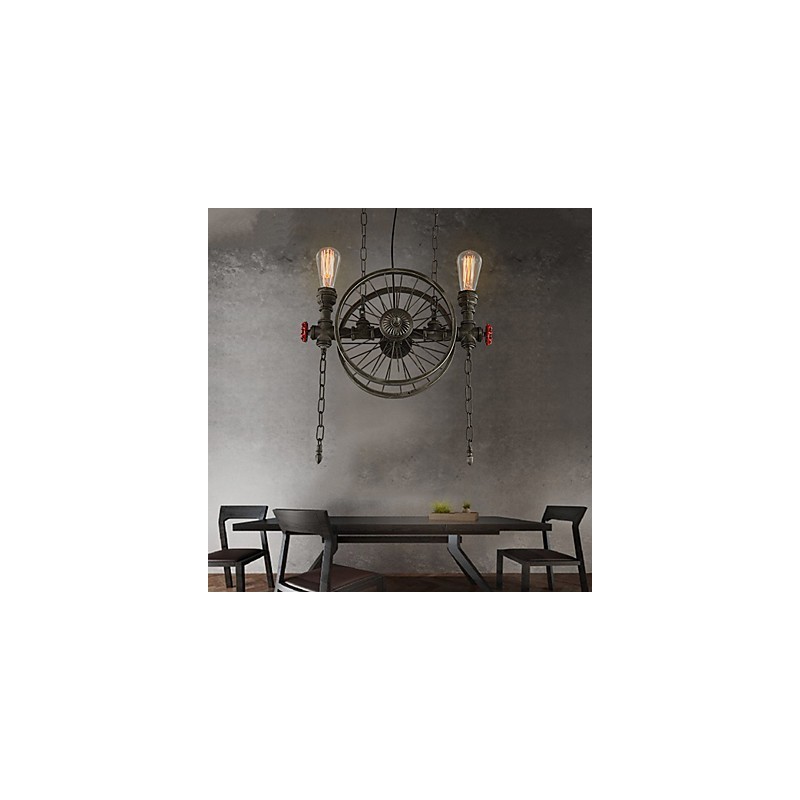 Lampadario in ferro battuto stile americano bronzo e verde