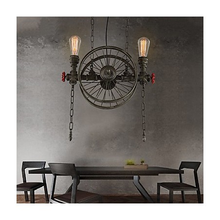 Lampadario in ferro battuto stile americano bronzo e verde