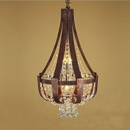 Lampadario a sospensione creativo in ferro e cristallo, stile postmoderno, colore pelle di lusso
