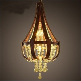 Lampadario a sospensione creativo in ferro e cristallo, stile postmoderno, colore pelle di lusso