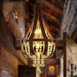Lampadario a sospensione creativo in ferro e cristallo, stile postmoderno, colore pelle di lusso