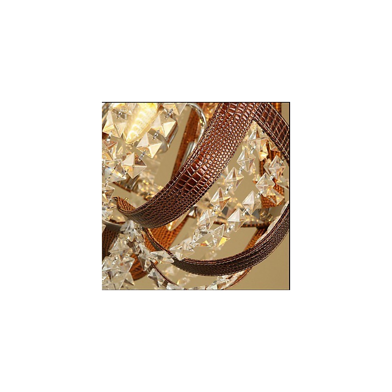 Lampadario a sospensione creativo in ferro e cristallo, stile postmoderno, colore pelle di lusso