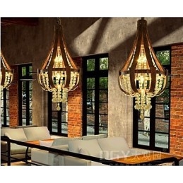 Lampadario a sospensione creativo in ferro e cristallo, stile postmoderno, colore pelle di lusso