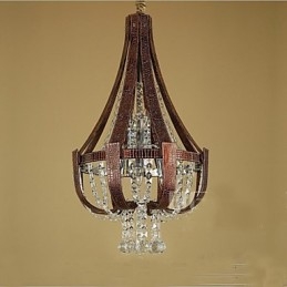Lampadario a sospensione creativo in ferro e cristallo, stile postmoderno, colore pelle di lusso