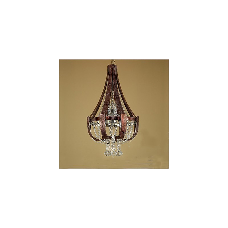 Lampadario a sospensione creativo in ferro e cristallo, stile postmoderno, colore pelle di lusso