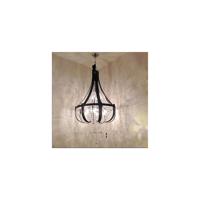 Lampadario a sospensione creativo in ferro e cristallo, stile postmoderno, colore pelle di lusso