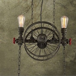 Lampadario in ferro battuto stile americano bronzo e verde