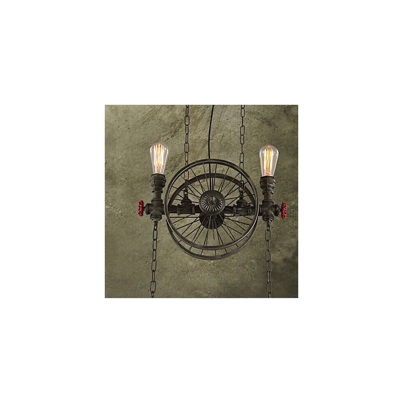 Lampadario in ferro battuto stile americano bronzo e verde