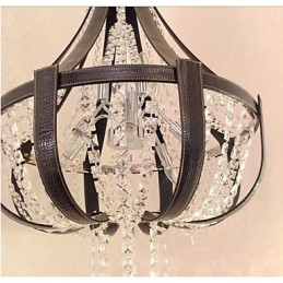 Lampadario a sospensione creativo in ferro e cristallo, stile postmoderno, colore pelle di lusso