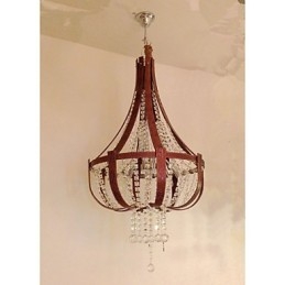 Lampadario a sospensione creativo in ferro e cristallo, stile postmoderno, colore pelle di lusso