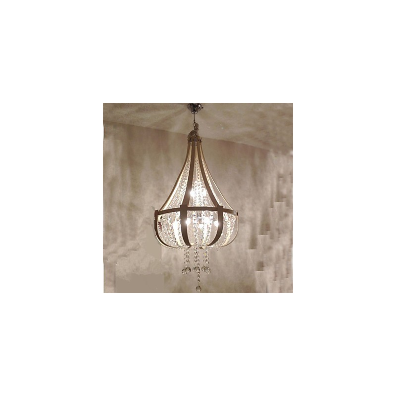 Lampadario a sospensione creativo in ferro e cristallo, stile postmoderno, colore pelle di lusso