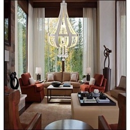 Lampadario a sospensione creativo in ferro e cristallo, stile postmoderno, colore pelle di lusso