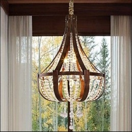 Lampadario a sospensione creativo in ferro e cristallo, stile postmoderno, colore pelle di lusso