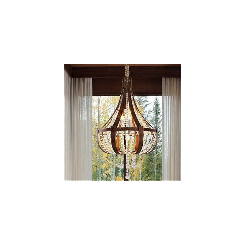 Lampadario a sospensione creativo in ferro e cristallo, stile postmoderno, colore pelle di lusso