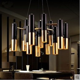 Lampada a sospensione industriale Creative Cafe Engineering Lighting nera e dorata