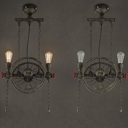 Lampadario in ferro battuto stile americano bronzo e verde