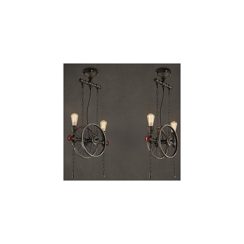 Lampadario in ferro battuto stile americano bronzo e verde