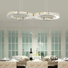 Lampada a sospensione moderna in metallo cromato e cristallo con LED integrato 20 W