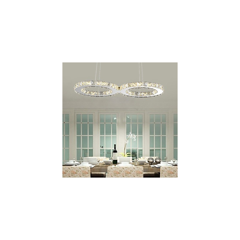 Lampada a sospensione moderna in metallo cromato e cristallo con LED integrato 20 W