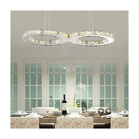Lampada a sospensione moderna in metallo cromato e cristallo con LED integrato 20 W