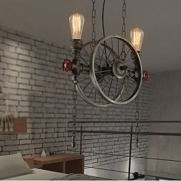 Lampadario in ferro battuto stile americano bronzo e verde