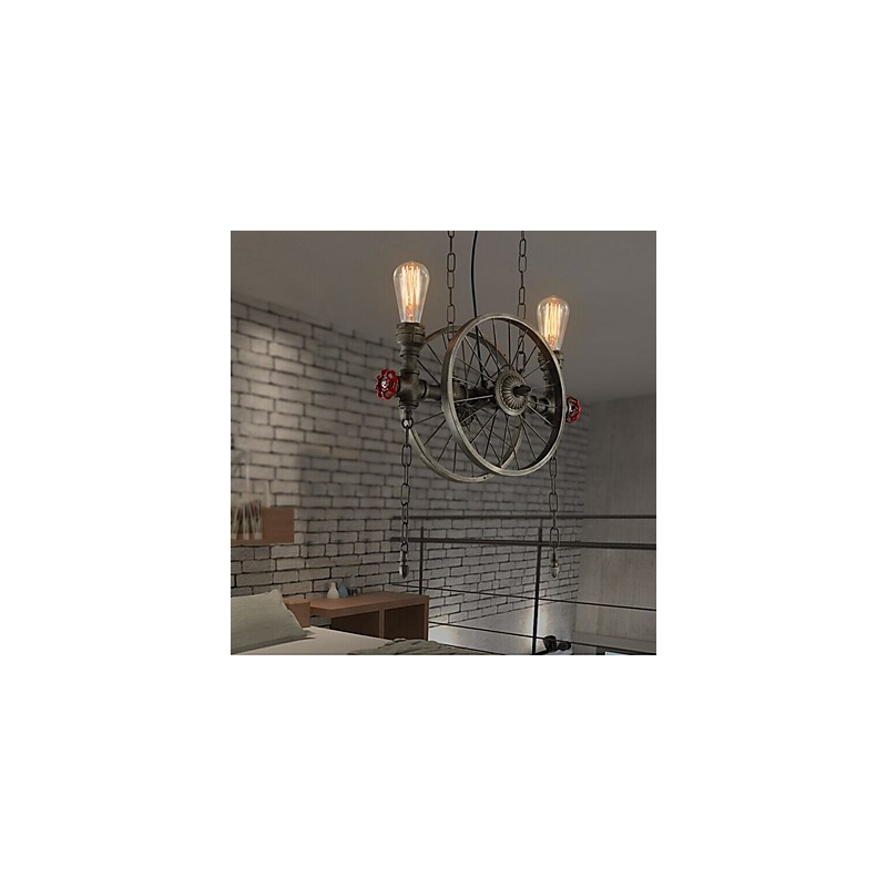 Lampadario in ferro battuto stile americano bronzo e verde