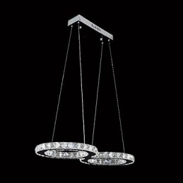 Lampada a sospensione moderna in metallo cromato e cristallo con LED integrato 20 W