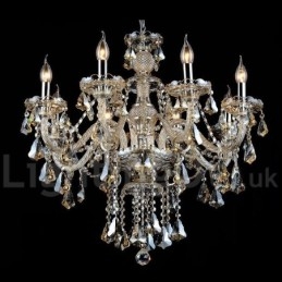 Lampadario moderno in cristallo K9 cognac retrò a 8 luci