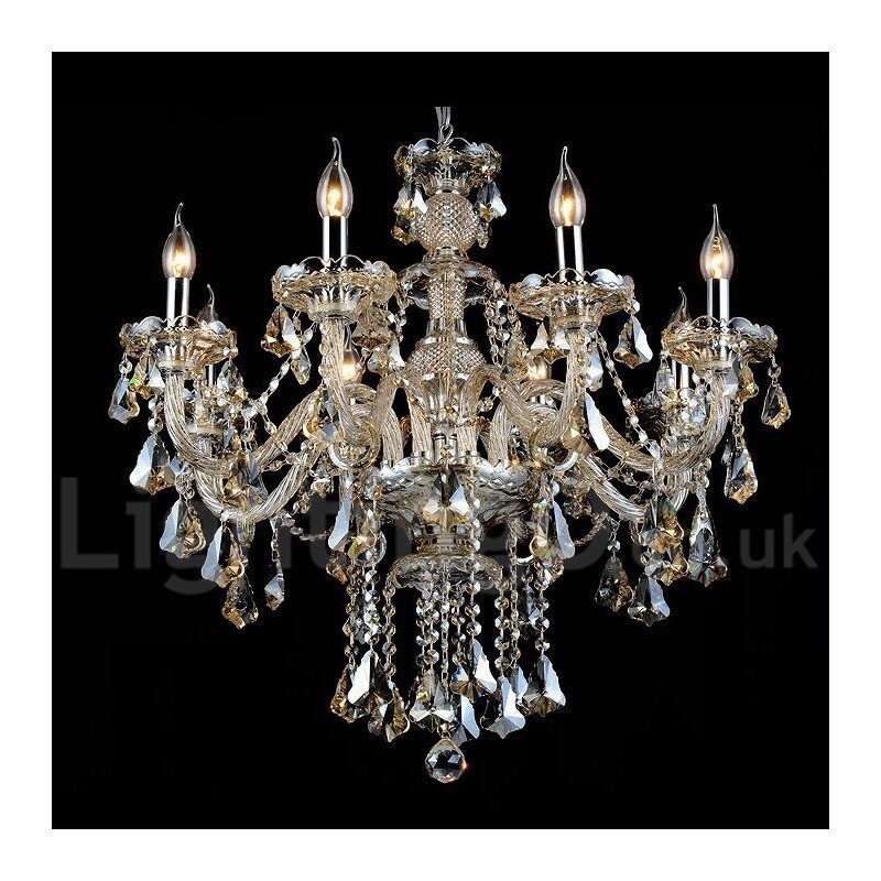 Lampadario moderno in cristallo K9 cognac retrò a 8 luci