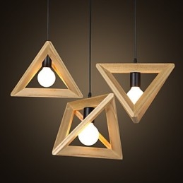Lampada a sospensione triangolare in legno stile retrò europeo