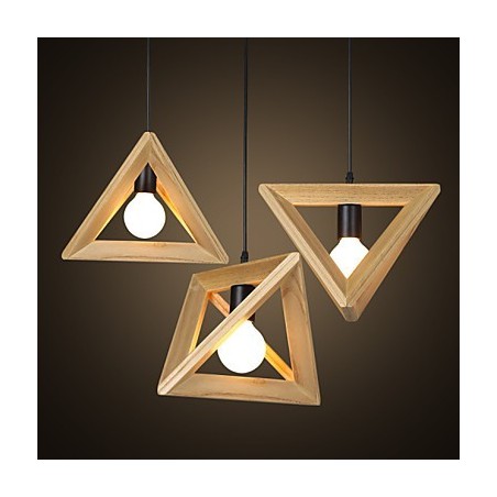 Lampada a sospensione triangolare in legno stile retrò europeo