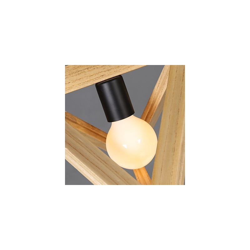 Lampada a sospensione triangolare in legno stile retrò europeo
