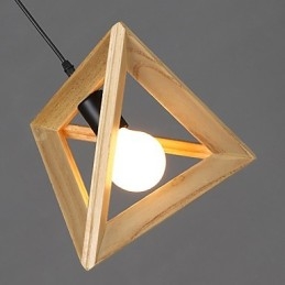Lampada a sospensione triangolare in legno stile retrò europeo