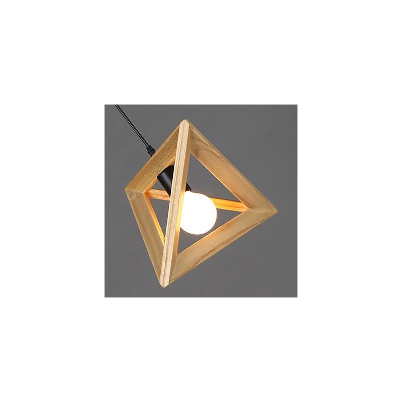 Lampada a sospensione triangolare in legno stile retrò europeo