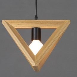 Lampada a sospensione triangolare in legno stile retrò europeo