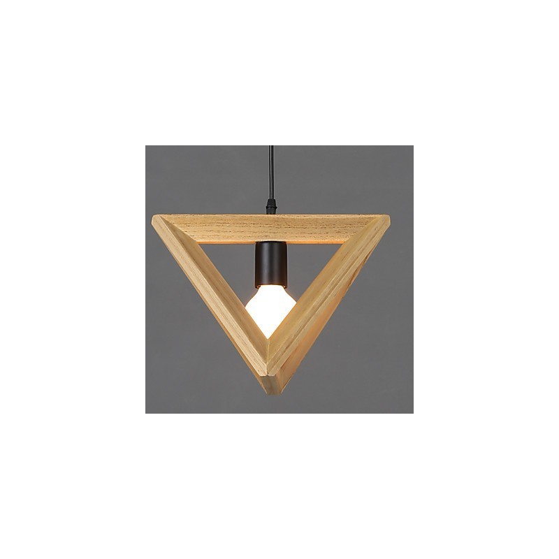 Lampada a sospensione triangolare in legno stile retrò europeo