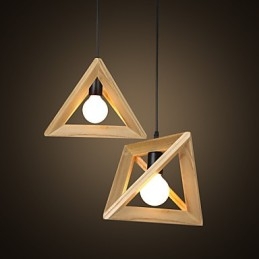 Lampada a sospensione triangolare in legno stile retrò europeo