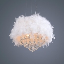 Lampada a sospensione mini tamburo in cristallo moderna contemporanea, paralume bianco 40 cm