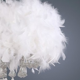 Lampada a sospensione mini tamburo in cristallo moderna contemporanea, paralume bianco 40 cm
