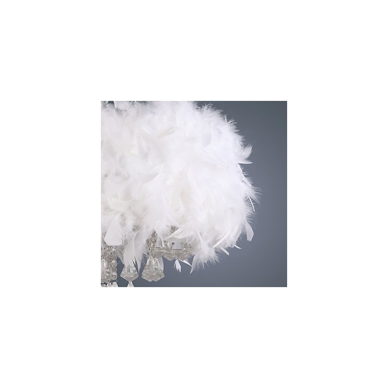 Lampada a sospensione mini tamburo in cristallo moderna contemporanea, paralume bianco 40 cm