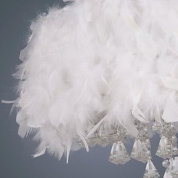 Lampada a sospensione mini tamburo in cristallo moderna contemporanea, paralume bianco 40 cm