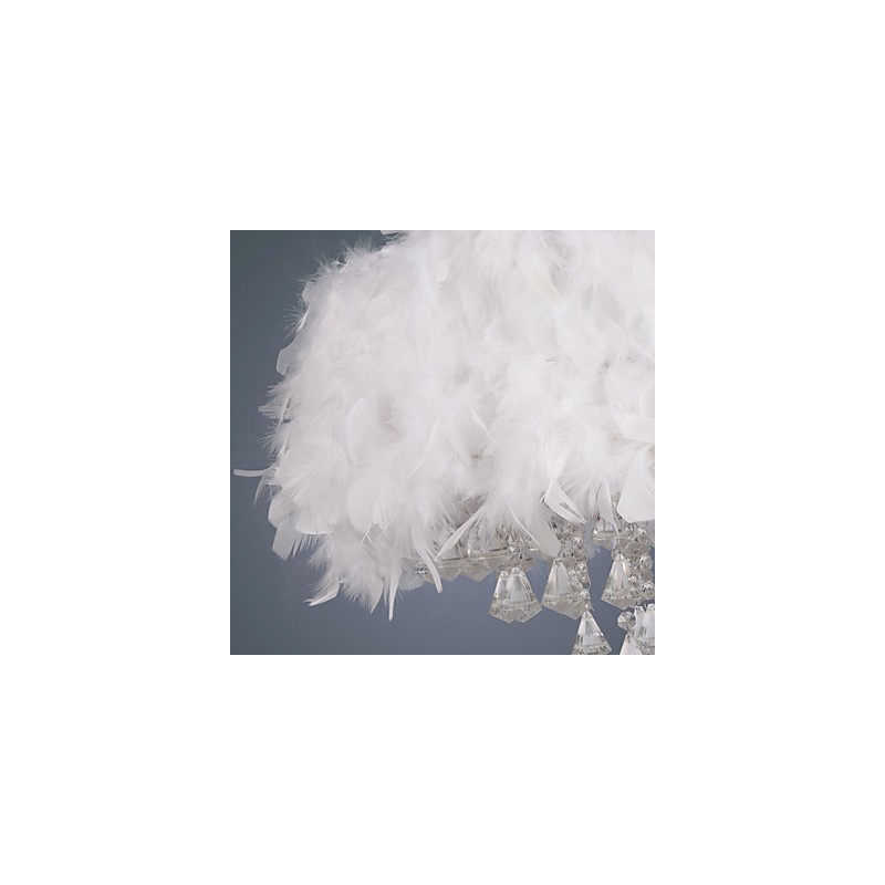 Lampada a sospensione mini tamburo in cristallo moderna contemporanea, paralume bianco 40 cm