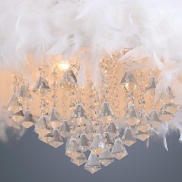 Lampada a sospensione mini tamburo in cristallo moderna contemporanea, paralume bianco 40 cm