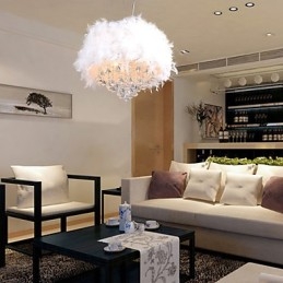 Lampada a sospensione mini tamburo in cristallo moderna contemporanea, paralume bianco 40 cm