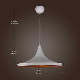Lampada a sospensione in metallo bianco stile country retrò moderno verniciato