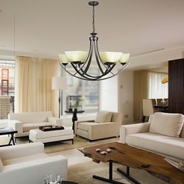 Lampada a sospensione rustica di lusso, LED, stile tradizionale/classico, 6 luci, vetro e metallo