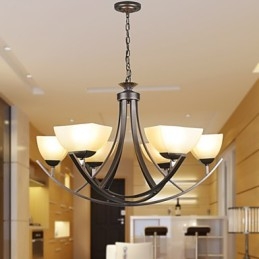 Lampada a sospensione rustica di lusso, LED, stile tradizionale/classico, 6 luci, vetro e metallo