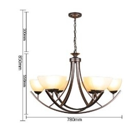 Lampada a sospensione rustica di lusso, LED, stile tradizionale/classico, 6 luci, vetro e metallo